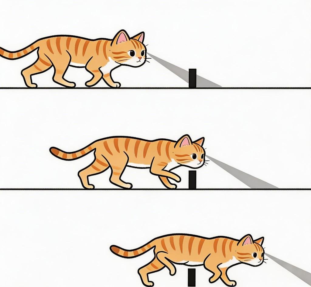The ability of cats to clear obstacles without striking them is attributed to a specialized form of memory.