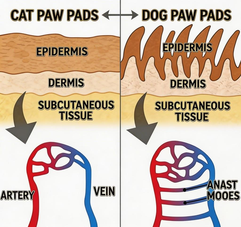 Compared to cats, dog paw pads are usually rougher.