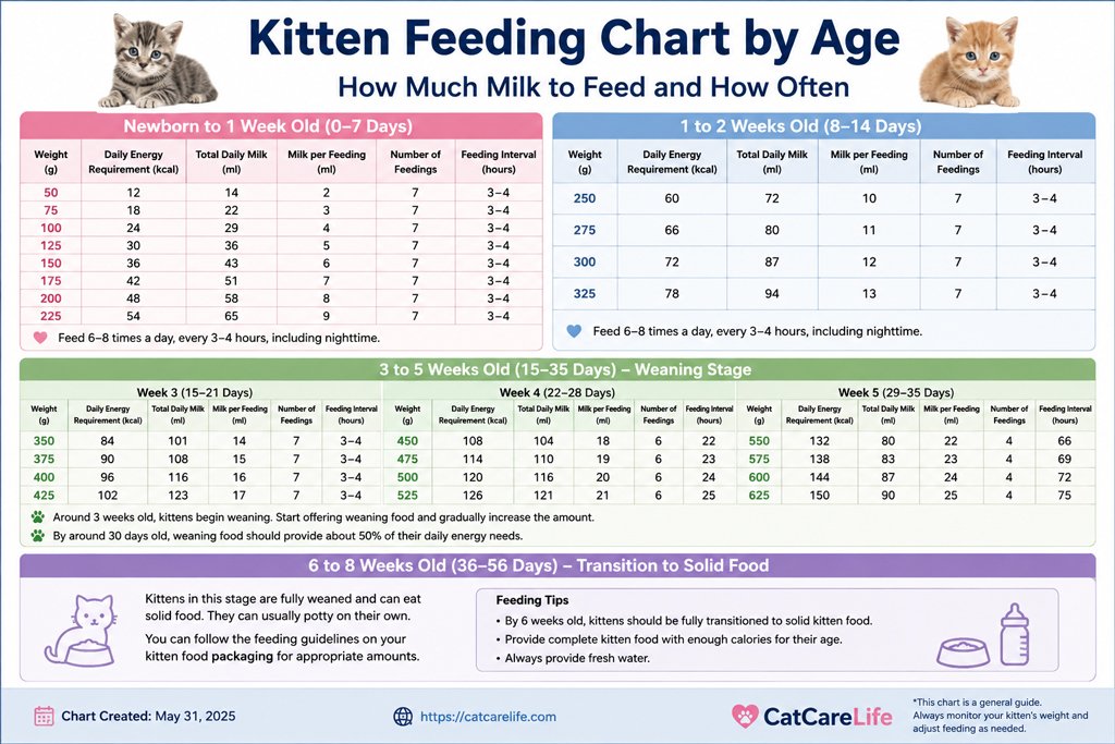 kitten feeding chart by age 2026