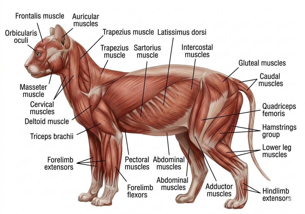cat muscle anatomy diagram