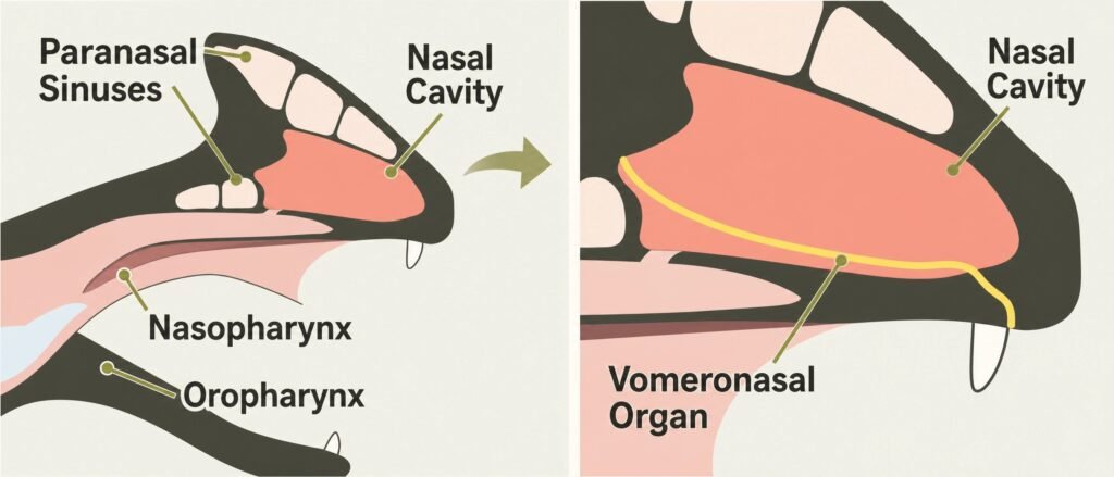a specialized sensory structure located near the roof of a cat’s mouth